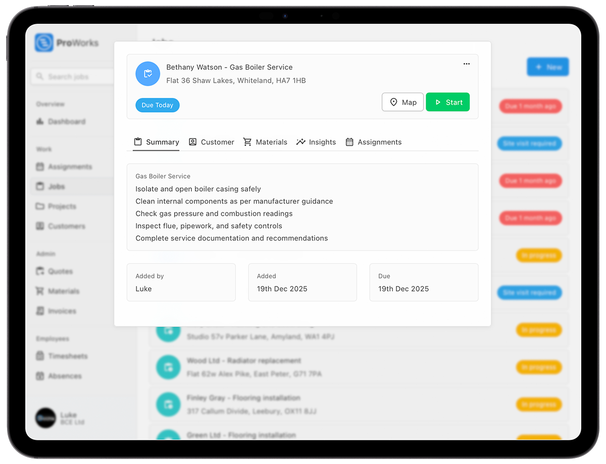 Plumber scheduling in ProWorks