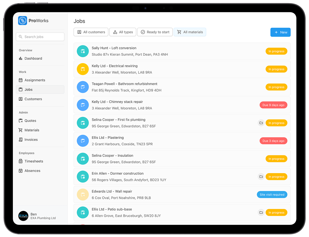 Property maintenance company using ProWorks for managing repairs and maintenance jobs